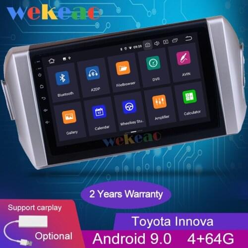 Wekeao Touch Screen 9'' 1Din Android 9.0 Car Radio Automotivo Car Dvd Player For Toyota Innova Android Auto GPS Navigation 2015