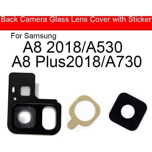 Back Rear Camera Lens With Sticker For Samsung Galaxy A8 A8 Plus 2018 A530 A730 Camera Glass Cover Frame Replacement Repair