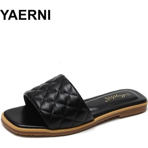 YAERNI Summer Plus Size 43 Slippers Woman Fashion Flat Shoes Woman Casual Slides Outside Slides for Women Slippers High Quality