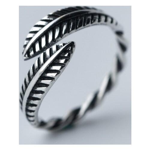 MloveAcc 2019 New Feather Rings 100% Real 925 Sterling Silver Beautiful Rings for Women Making Jewelry Gift