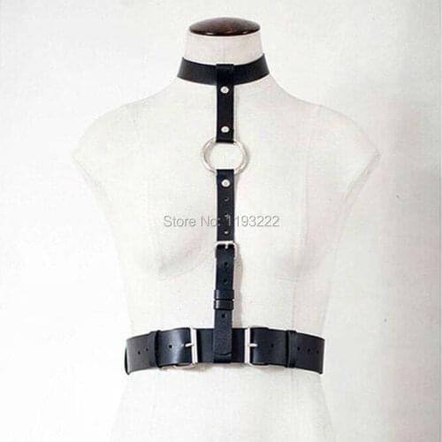 100% Handmade Halter Choker Leather Women Harness Collar Belt Women Girl Wide Waist Belt Sword Belt Cosplay Performance