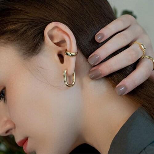 Gold Color Copper U Shape Geometric Earrings Handmade Dangle Earrings for Party Costume Accessory