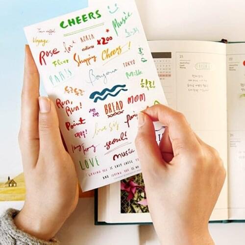 1pcs Korea Sticker Creative Waterproof Transparent PVC Art Words Handwritten English Word Decoration Sticker Stickers