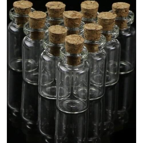 10pcs Mini Glass Wish Bottle Vial with Cork Stopper Storage Pendant 0.5/1/2/20mL