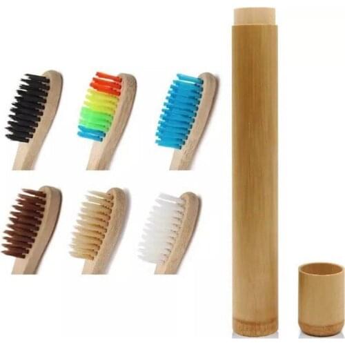 100pcs/lot Portable Handmade Eco Friendly Bamboo Toothbrush Travel Case Holder Carrier Container Kit Storage Box 2.8x21cm