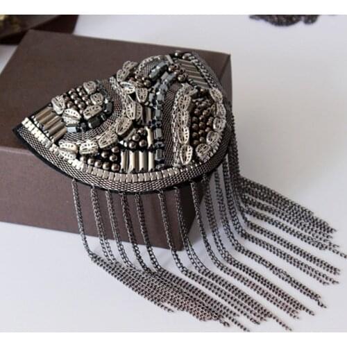 Coat metal tassel shoulder rhinestone chapter Epaulets DIY clothing accessories shoulder flower clothing patch decoration