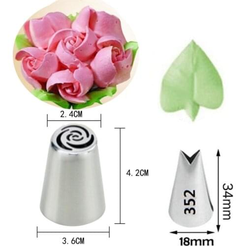2Pcs Russian Tulip Icing Piping Nozzles Stainless Steel Rose Flower Leaf Cream Pastry Tip Cupcake Cake Decorating Tool #4