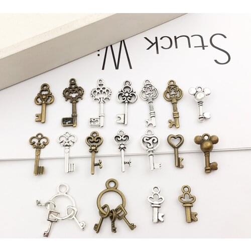 20Pcs Small Keys Charms Pendants DIY Jewelry Making Alloy Findings Accessory For Necklaces Earrings
