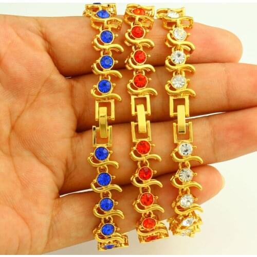 20cm/7.9inch Bracelet Gold Color Fashion Jewelry WholesaleAAAA+ Cubic Zirconia Charm Bracelet Women Girls Gift