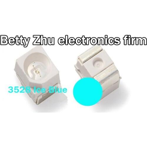200PCS/LOT SMD LED 3528 Light Blue Ice Blue lamp beads 490-495nm