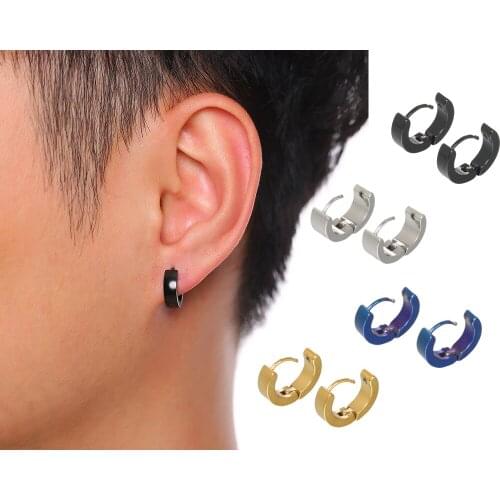 2021 Unique Small Hoop Earrings for Men Woman Punk Geometric Piercing Earring Hip Hop Stainless Steel Fashion Cool Ear Jewelry