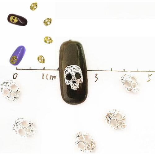 40Pcs Silver Skull Gold Nail Art Decorations 3d Metal Bling Charms Nail Accesorios Cute NailArt Steam Punk Diy Manicure Supplies
