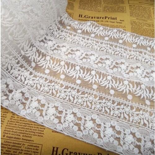 5 yards/lot width 20cm 7.87" white organza embroidery lace trim fabric for dress/skirt clothes 6639-1L4K532
