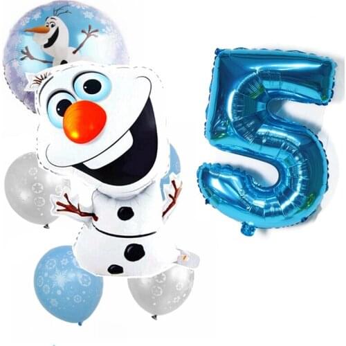 7pcs Frozen Theme Cartoon Olaf Foil 32inch Number Air Globos Happy Birthday Party Decoration Kids Toy Snowflake Balloons Suit