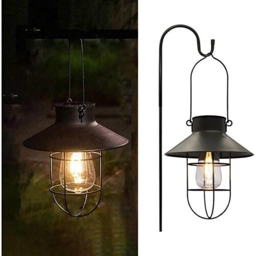 80cm Solar Tungsten Lamp Shepherd Hook Lantern Garden Pendant Solar Lights Pathway Outdoor IP55 Waterproof Street Light