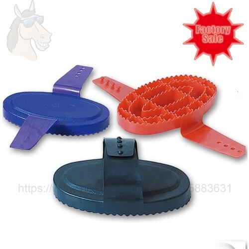 82 2011 Oval comb PE plastic with adjustable buckle for fixing hand hard touch 16x9.5cm horse grooming mitt factory direct sale