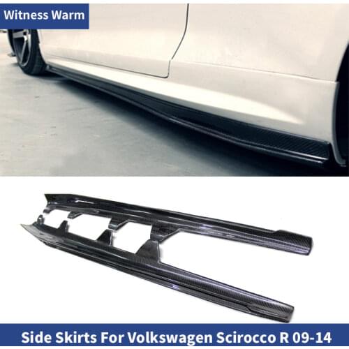 Carbon Fiber Side Skirt Skirts Apron For Volkswagen Scirocco R bumper 2009 2010 2011 2012 2013 2014