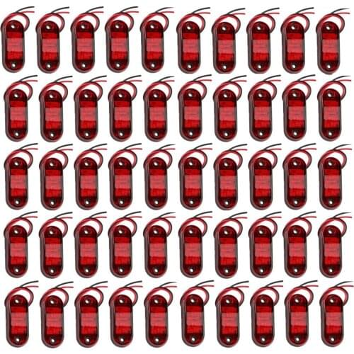 Fuleem 50PCS Red 2LED Clearance Trailer Truck Lorry Side Marker Turn Lamp Light Handy 12V 24V Waterproof