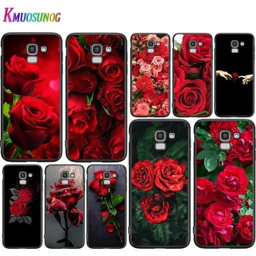 Beautiful Red Roses For Samsung Galaxy J2 J3 J4 Core J5 J6 J7 J8 Prime Duo Plus 2018 2017 2016 Black Phone Case