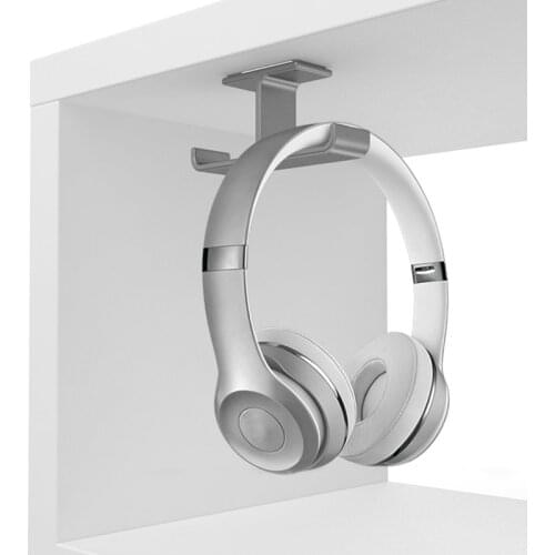 Headset Holder with Aluminum Adhesive Under Desk Headphone Stand for All Headphones