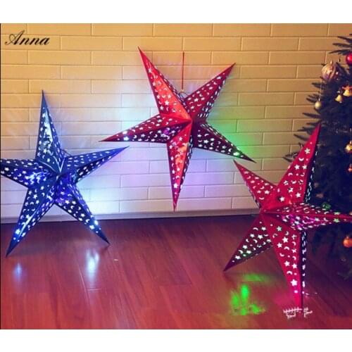 Diameter 60cm Five Star Paper Star Decoration Tissue Paper Star Lantern Hanging Stars For Festival Christmas Party Decor