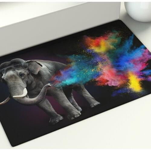 Indian Colorful Elephant Floor Mat Gouache Area Rugs Large Home Living Room Bedroom Carpet Decor Doormat Humanity Nature Photo