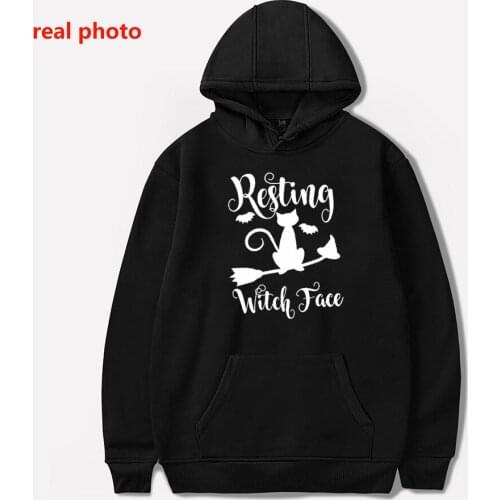 Resting Witch Face halloween sostume hoodies Women Sweatshirts Fall Long Sleeve Tops Graphic Pullover cotton Lady Clothing