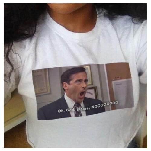 Kuakuayu HJN Summer Fashion Top Tee Oh God No Unisex The Office TV Shows Quotes Funny T-Shirt Fashion Meme Shirt