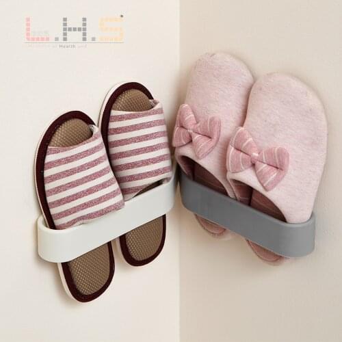 LHS Household bathroom wall-mounted perforated shoe storage rack bathroom accessories Shelf Bathroom towel slipper rack