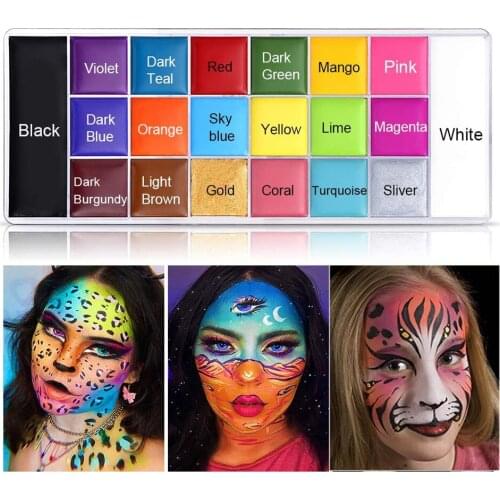 Halloween Face Body Paint 20 Colors Oil Art Non Toxic Safe Kids Flash Tattoo Painting Palette for。Cosplay SFX Party Makeup
