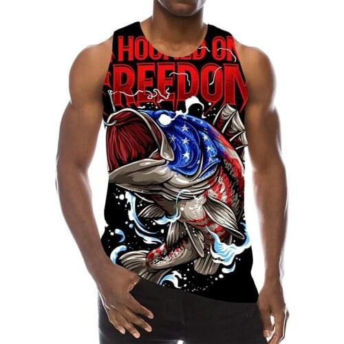 Fish Tank Tops For Men Summer Animal Graphic Fishing 3D Print Sleeveless Vest Sport Funny Tops 2021 New