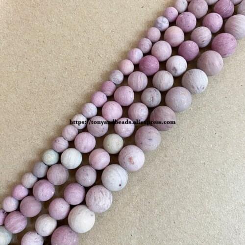 Natural Stone Matte A Quality Rhodonite Round Loose Beads 15" Strand 4 6 8 10 12MM Pick Size For Jewelry Making DIY