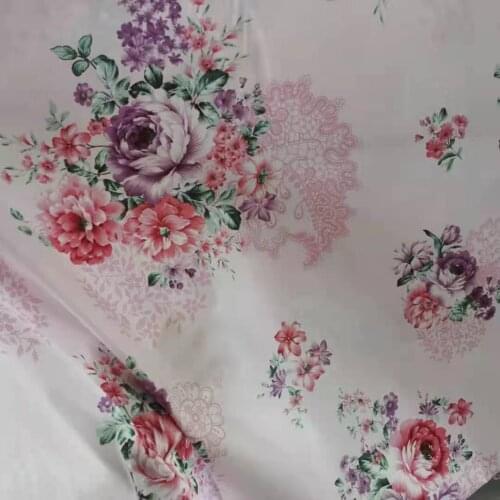 New 160cm Pink Rose Floral Fabric 100% cotton Fabric Flower Textile Clothing for Patchwork Fabric tecidos 5 meters