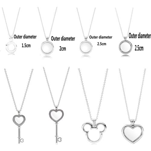 NEW 2019 100% 925 Sterling Silver Pendant Magnetic DIY Chain Memory Floating Locket Hallowmas Original Charm Necklace Jewelry