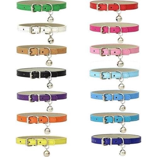 Pet Collar PU Leather Traction Rope Dog Collar Fashion Small Bell Cat Neck Strap Pet Products Teddy Bibi Poodle Chain Collar