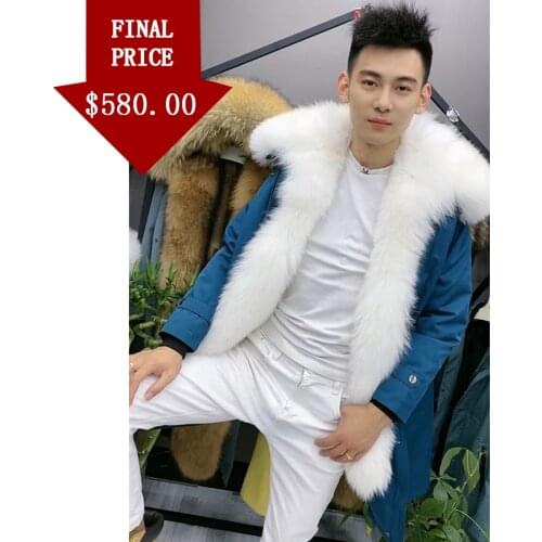 Fox Fur Coat Men Parka Winter Warm Thick Parkas Premium Quality Plus Size Jacket Custom Any Color And Length Free Shipping