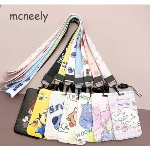 Cartoon Superior Quality Relief Student Lanyard ID Badge Holder Pass Case Cover Slip Bank Credit Card Holder Strap Long Rope