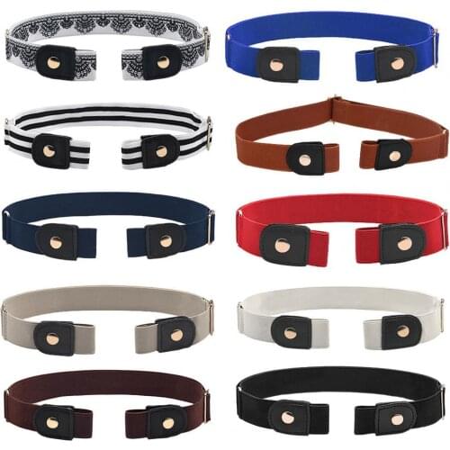 Waist Belt Adjustable Buckle Free Faux Leather Stretch Waist Belt for Women