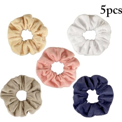 5pcs Velvet Scrunchie Solid Color Scrunchies Set Elastic Hair Bands Headband Ponytail Holder Ties Rope for WomenHair Accessories