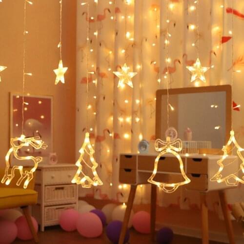 Christmas Hanging Lamp Curtain Lights Merry Christmas Decorations For Home Xmas 2020 Ornaments Navidad New Year Decor 2021 Gifts