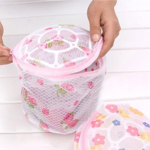 Home Use Lingerie Washing Mesh Clothing Underwear Organizer Washing Bag Useful Net Bra Zipper Laundry Bag Pattern Random
