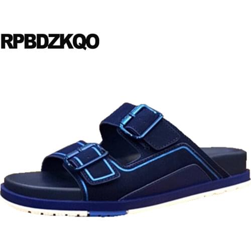 Flat soft genuine leather slippers 2019 slides beach luxury summer italian designer shoes men high quality woven sandals slip on