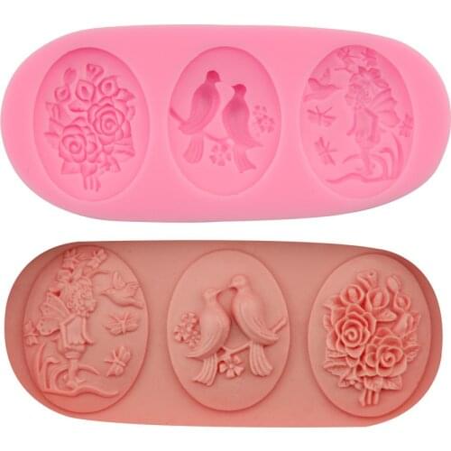 Rose Pigeon Angel Silicone Fondant Soap 3D Cake Mold Cupcake Jelly Candy Chocolate Decoration Baking Tool Moulds