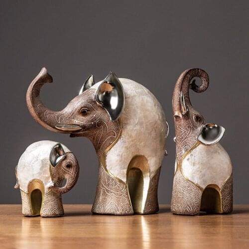 Creative Crafts African Elephant Sculpture Modern Home Decor Resin Animal Statue Living Room Office Desk Decoration Accessories