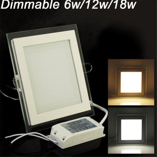 DHL Free Shipping 20pcs 18W LED Panel Light Square Glass LED Panel Downlight Spot Down Light AC85-265V Warm/Natural/Cold White