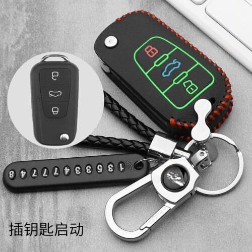 Luminous leather car key case cover for MG MG3 MG5 MG6 MG7 GT GS FOR Roewe 350 360 750 W5 3 button CAR KEY