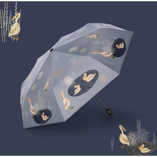Uv Protection Umbrella Foldable Mini Pocket Portable Automatic Fabric Parasol Funny Umbrella Guarda Sol Home Rain Gear DB60YS