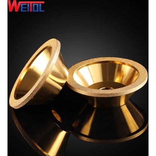 WeiTol 1pcs Golden diamond bowl type alloy grinding wheel High strength wear-resistant grinding wheel, manual, mechanical use