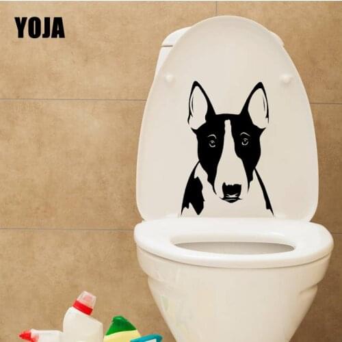 YOJA 15.6X22.7CM Bull Terrier Dog Animals Pets Bedroom Home Decor Wall Decal Toilet Seat Sticker T5-1430