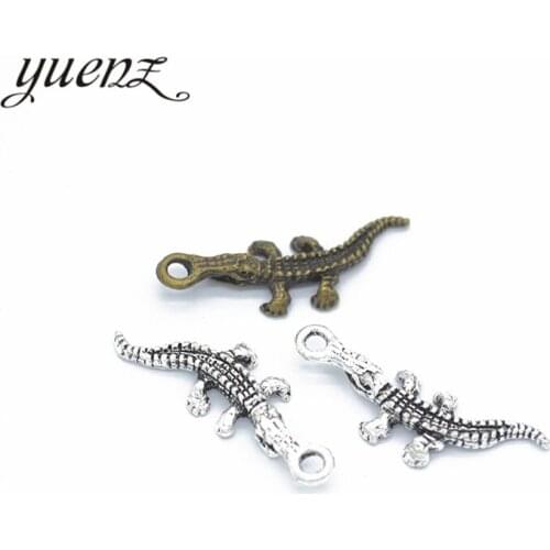 YuenZ 20pcs Antique Silver color crocodile Charms Zinc Alloy necklace,earring bracelet jewelry DIY handmade 28*11mm D748